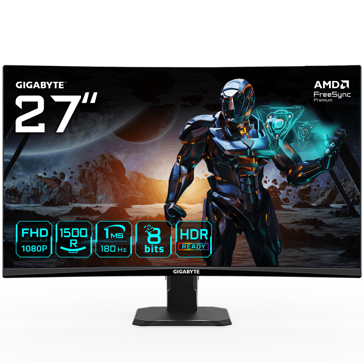 GS27FC Écran gaming incurvé 27" FHD - 1920 x 1080, 180Hz, 1ms, 250 cd/m², FreeSync Premium, HDR Ready, HDMI 2.0, DisplayPort 1.4