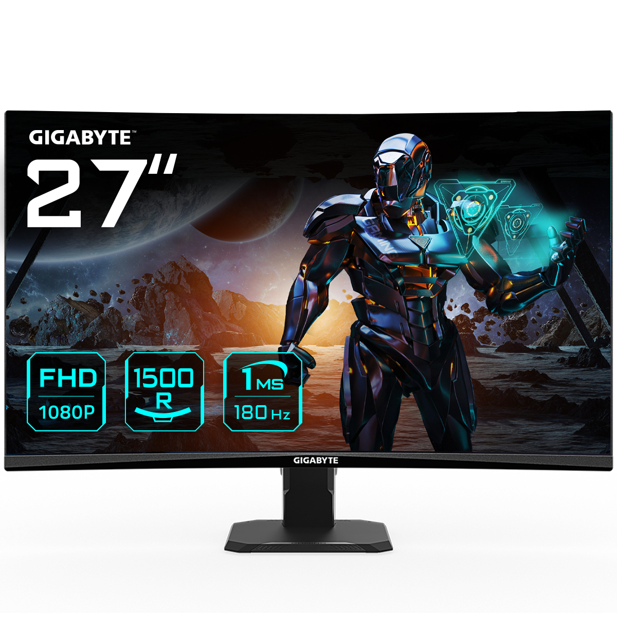 GS27FC Moniteur de jeu incurvé 27" FHD - 1920 x 1080, 1500R, 180Hz, 1 ms, 250 cd/m², FreeSync Premium, HDR Ready, HDMI 2.0, DisplayPort 1.4