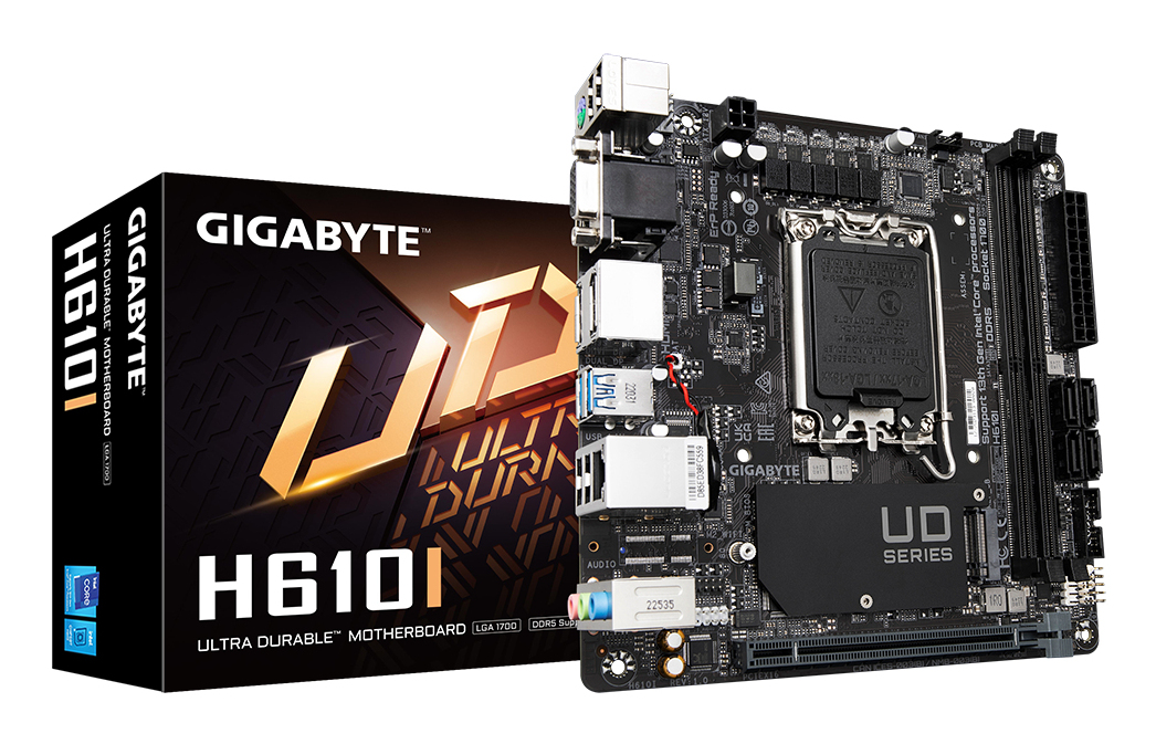 H610I Carte mère - Prend en charge les processeurs Intel Core 14e génération, VRM numérique hybride 4+1+1, jusqu'à 5600MHz DDR5, 1xPCIe 3.0 M.2, LAN GbE, USB 3.2 Gen 1