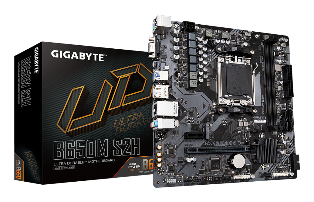 B650M S2H Carte mère - AMD Ryzen série 9000, VRM 5+2+2 phases, jusqu'à 6400 MHz DDR5 (OC), 1xPCIe 4.0 M.2, LAN GbE, USB 3.2 Gen 1