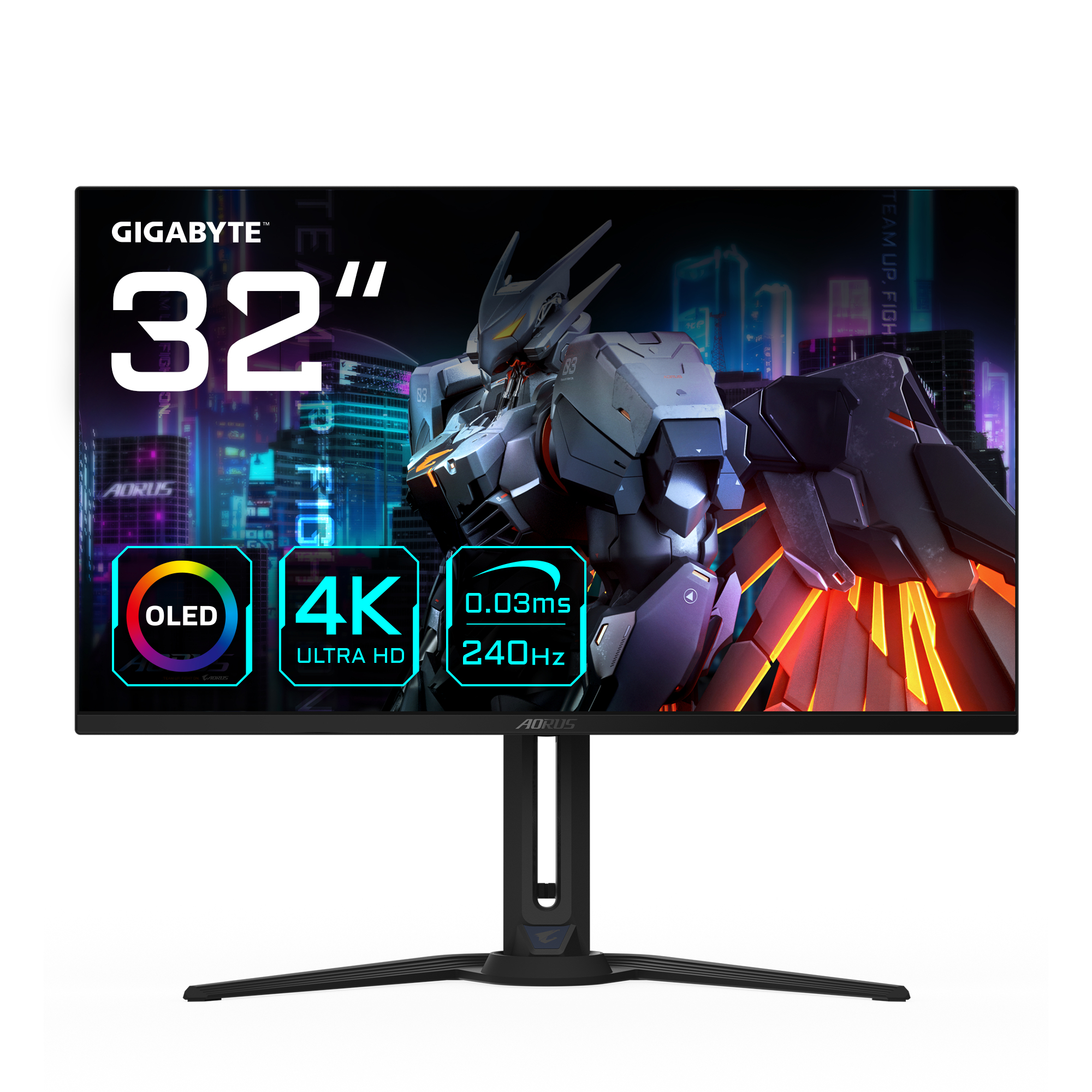 Écran de jeu AORUS FO32U2 OLED de 32” - 3840 x 2160 (UHD), 240Hz, 0,03ms, KVM, 250 cd/m², FreeSync Premium Pro, DisplayHDR True Black 400, HDMI 2.1