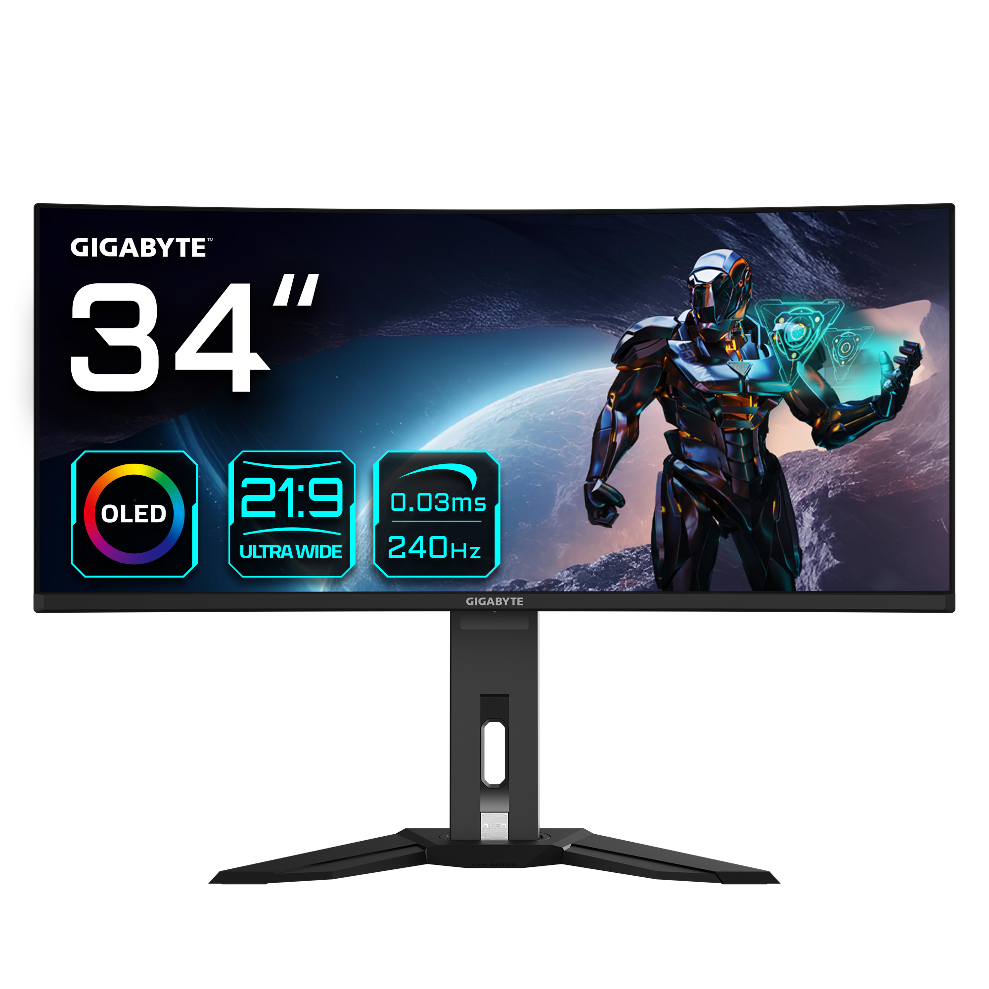 Moniteur de jeu courbé OLED WQHD MO34WQC2 de 34" - 3440 x 1440, 240Hz, 0.03ms, KVM, 250 cd/m², FreeSync Premium Pro, DisplayHDR True Black 400, HDMI 2.1, Displayport 1.4