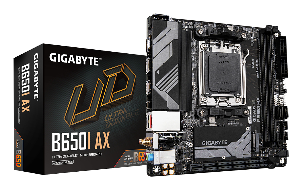 B650I AX Carte mère - AMD Ryzen série 9000, VRM 5+2+1 phases, jusqu'à 6400 MHz DDR5 (OC), 1xPCIe 4.0 M.2, LAN 2,5 GbE, WIFI 6E, USB 3.2 Gen 2