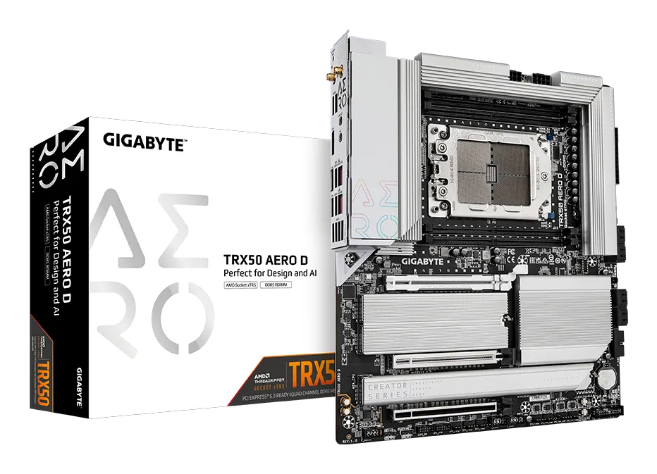 TRX50 AERO D Carte mère - Compatible avec AMD Ryzen Threadripper 9000 Series CPUs, 16+8+4 Phases Digital VRM, up to 7800MHz DDR5 (OC), 3xPCIe 5.0 + 1xPCIe 4.0 M.2, Wi-Fi 7, 10GbE LAN, USB4