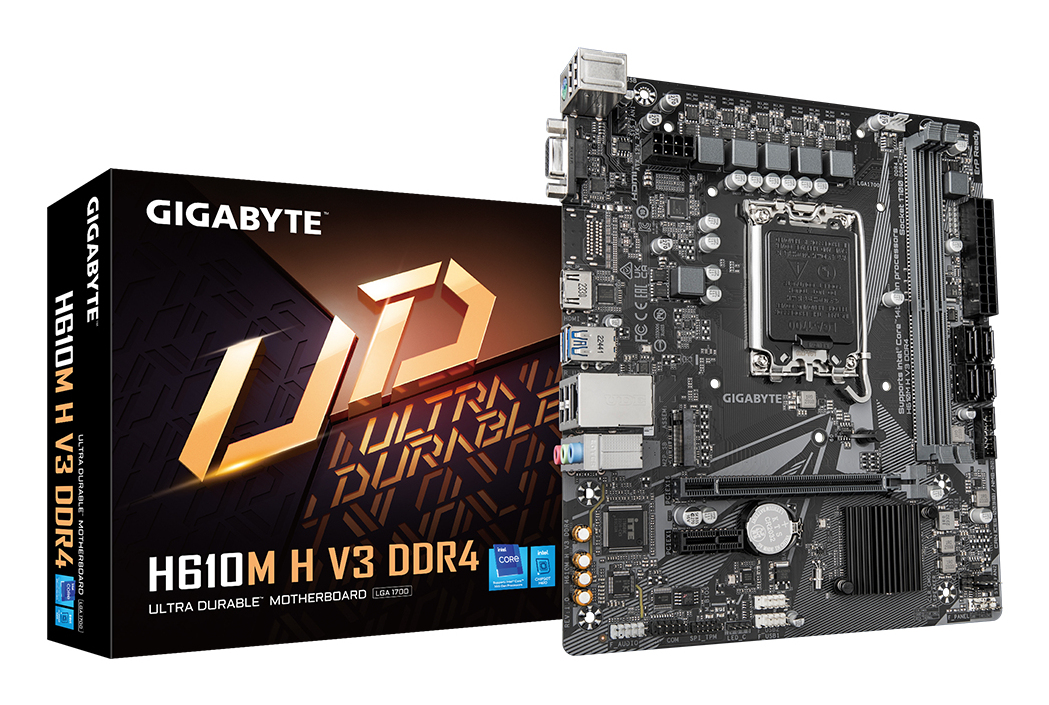 H610M H V3 DDR4 Carte mère - Compatible avec processeurs Intel Core 14th CPUs, 4+1+1 Hybrid Phases Digital VRM, up to 3200MHz DDR4, 1xPCIe 3.0 M.2, GbE LAN, USB 3.2 Gen 1