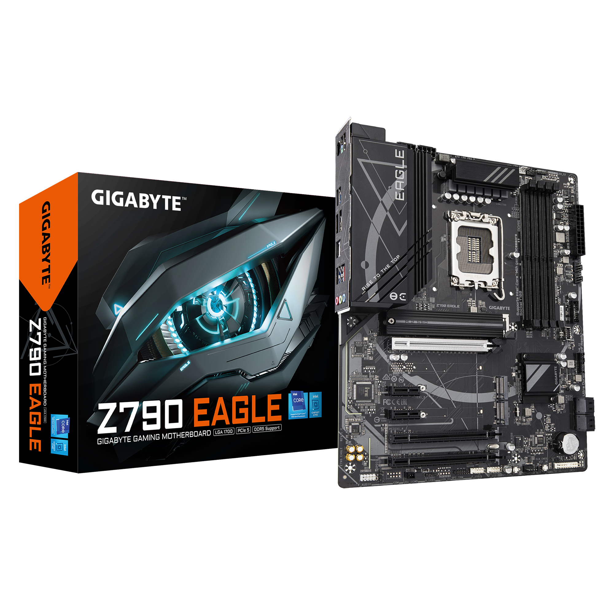 Z790 EAGLE Carte mère - Prend en charge les processeurs Intel Core de 14e génération, VRM 12+1+1 phases, jusqu'à 7600MHz DDR5 (OC), 3xPCIe 4.0 M.2, 2,5GbE LAN, USB 3.2 Gen 2
