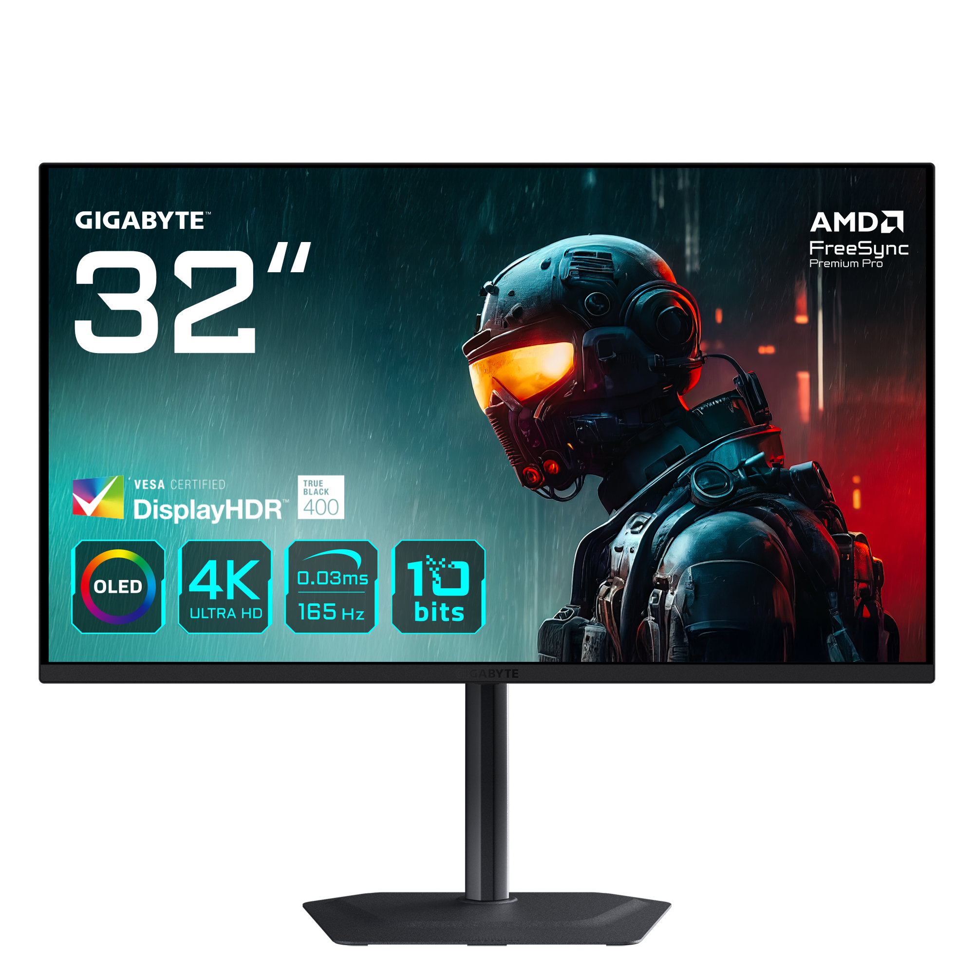 MO32U 31,5" Moniteur Gaming OLED 4K UHD - 3840 x 2160, 165Hz, 0.03ms, 250 cd/m², Display HDR True Black 400, HDMI 2.1, DisplayPort 1.4