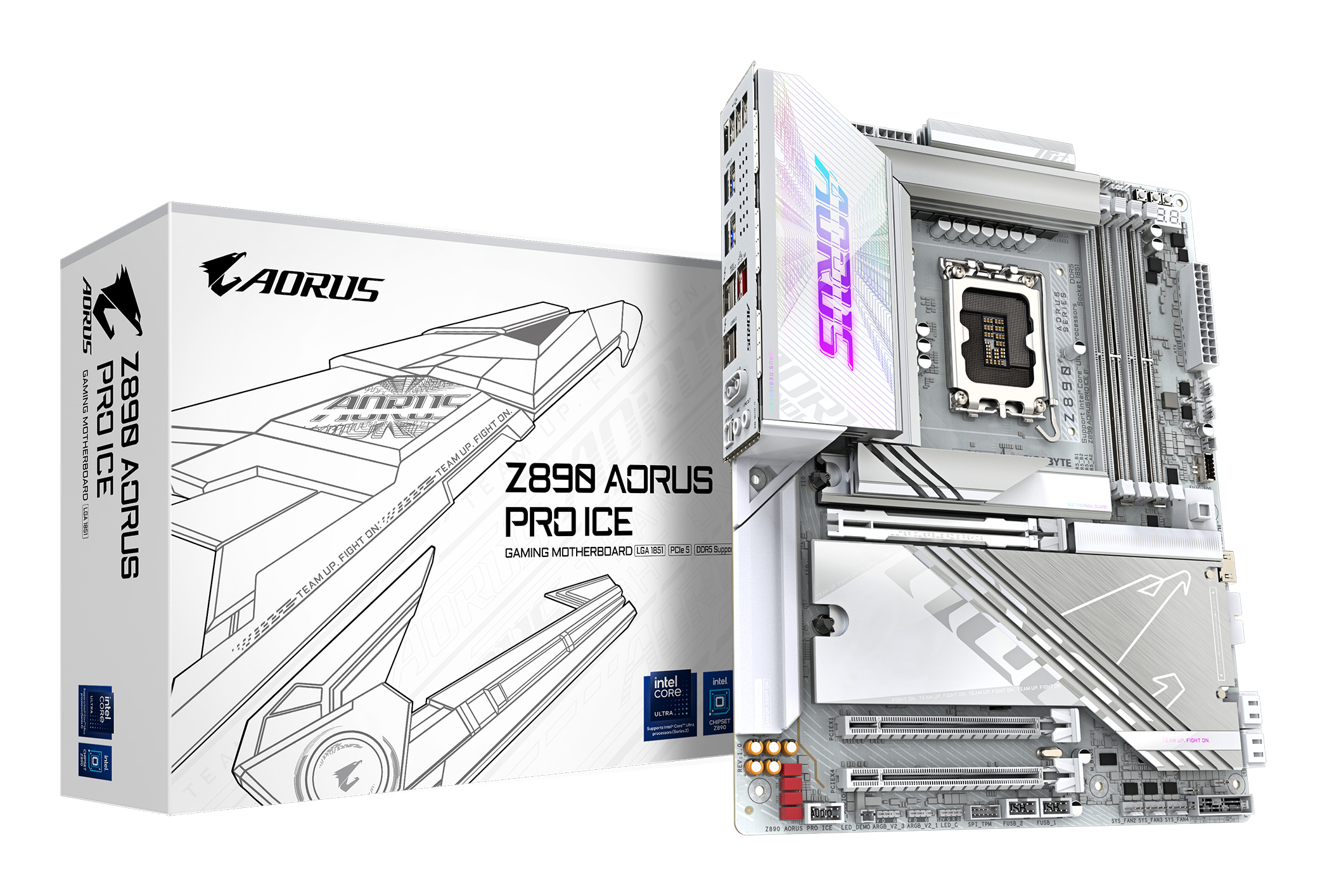 Carte mère Z890 AORUS PRO ICE - Prend en charge les processeurs Intel Core Ultra (Série 2), VRM à 16+1+2 phases, jusqu'à 9500MHz DDR5 (OC), 1xPCIe 5.0 + 4xPCIe 4.0, Wi-Fi 7, LAN 5GbE, Thunderbolt 4