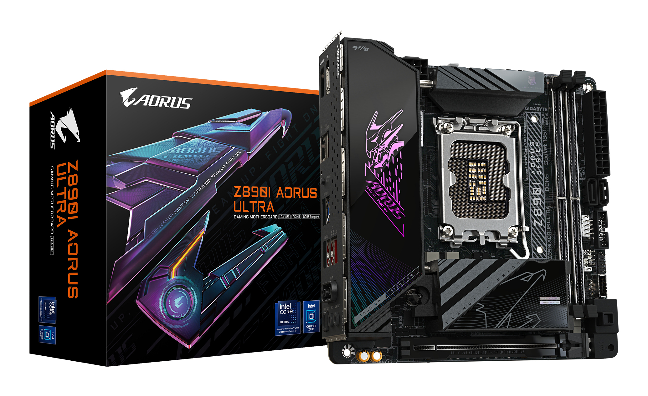Carte mère Z890I AORUS ULTRA - Prend en charge les processeurs Intel Core Ultra (Série 2), VRM à 8+1+2 phases, jusqu'à 8800MHz DDR5 (OC), 1xPCIe 5.0 + 1xPCIe 4.0, Wi-Fi 7, LAN 2.5GbE, Thunderbolt 4