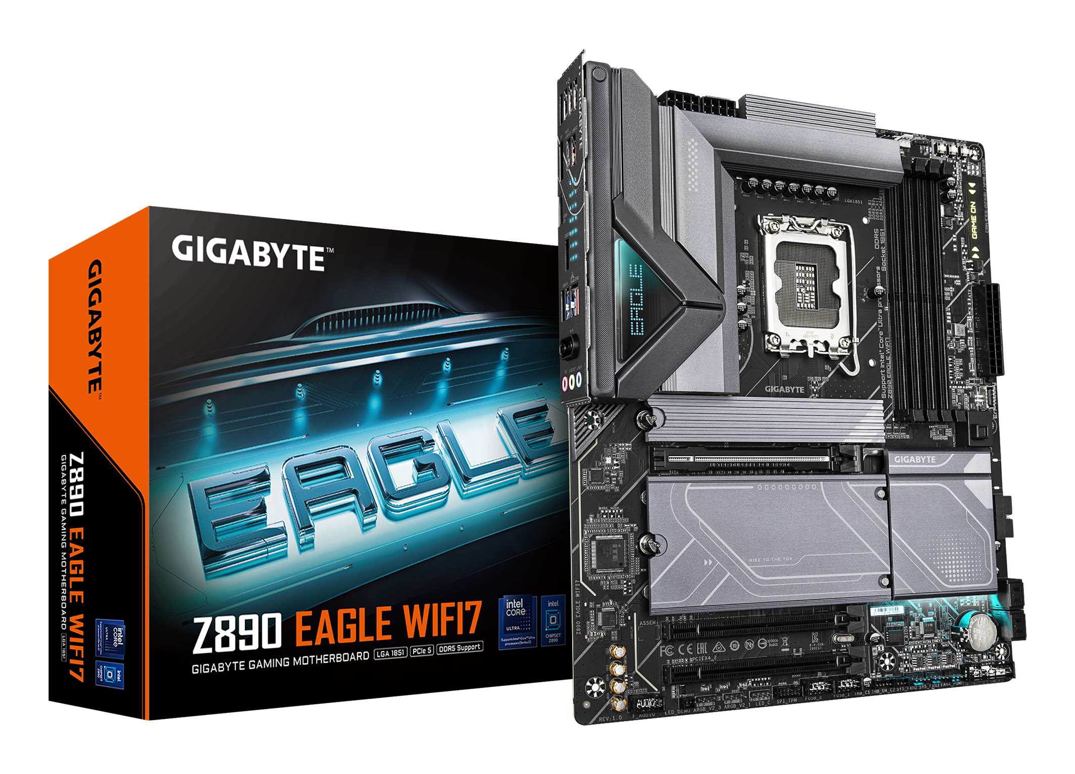 Carte mère Z890 EAGLE WIFI7 - Prend en charge les processeurs Intel Core Ultra (Série 2), VRM à 14+1+2 phases, jusqu'à 8800MHz DDR5 (OC), 1xPCIe 5.0 + 3xPCIe 4.0, Wi-Fi 7, LAN 2.5GbE, USB 4