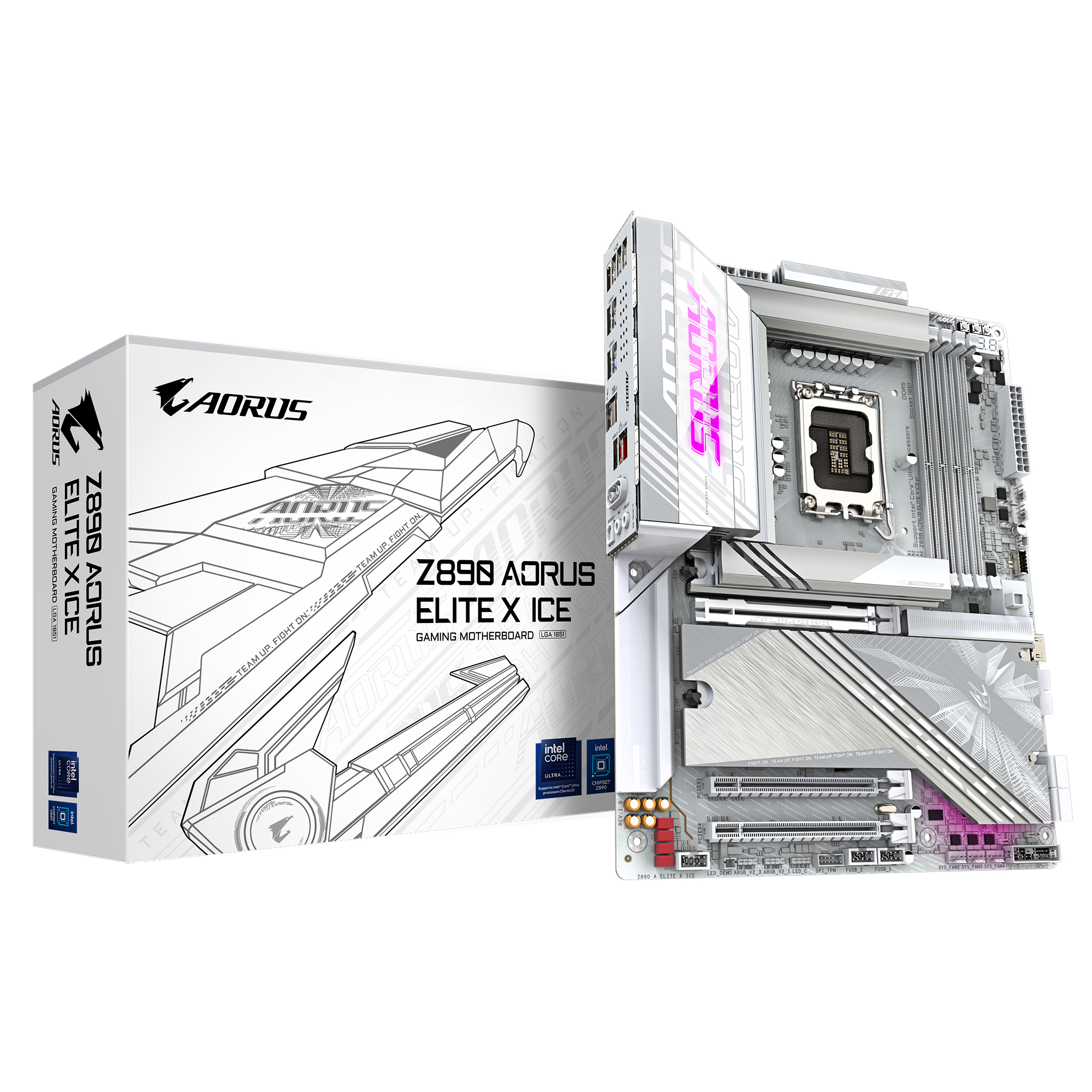 Carte mère Z890 AORUS ELITE X ICE - Prend en charge les processeurs Intel Core Ultra (Série 2), VRM à 16+1+2 phases, jusqu'à 9500MHz DDR5 (OC), 1xPCIe 5.0 + 4xPCIe 4.0, Wi-Fi 7, LAN 2.5GbE, Thunderbolt 4