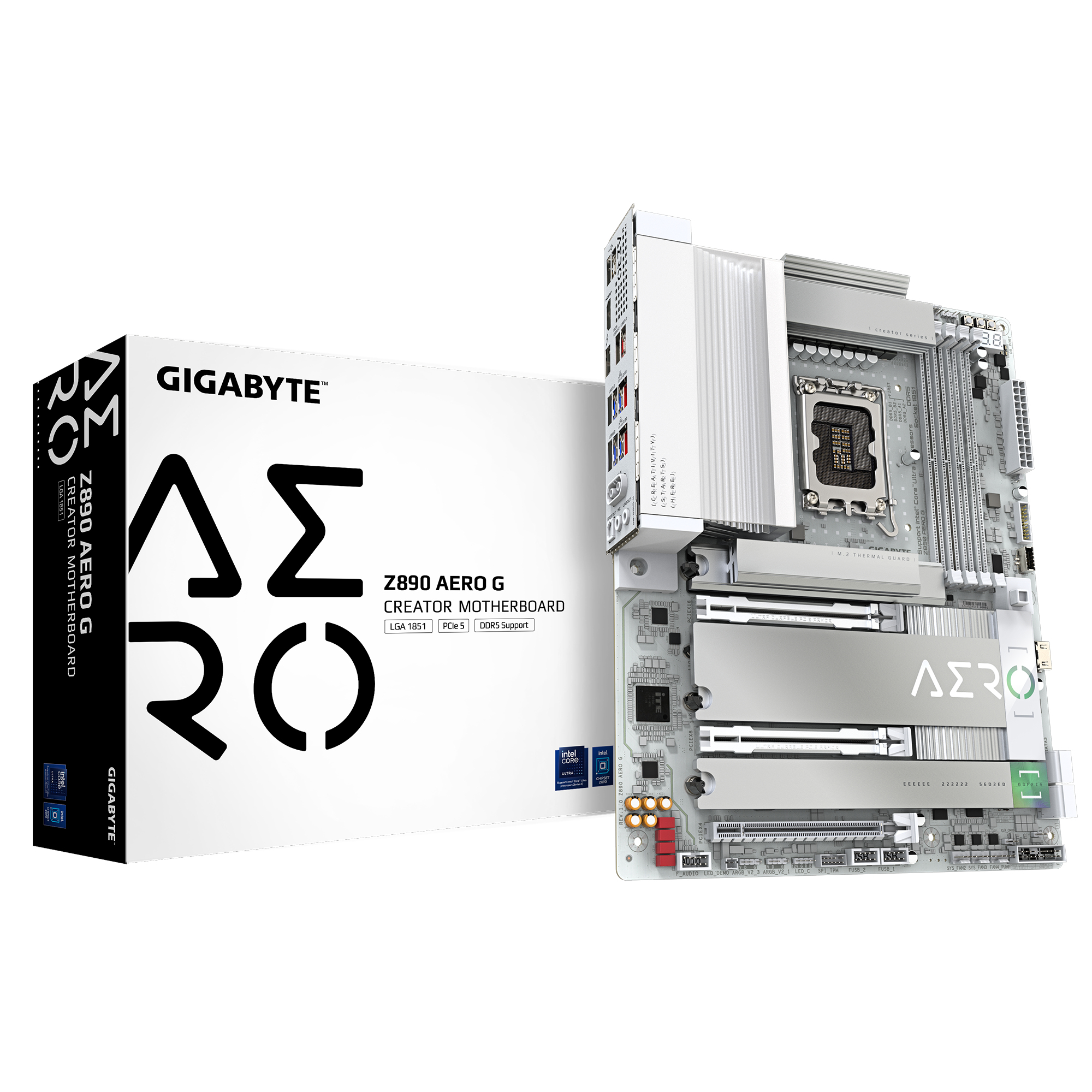 Carte mère Z890 AERO G - Prend en charge les processeurs Intel Core Ultra (Série 2), VRM à 16+1+2 phases, jusqu'à 8800MHz DDR5 (OC), 1xPCIe 5.0 + 4xPCIe 4.0, Wi-Fi 7, LAN 2.5GbE, Thunderbolt 4