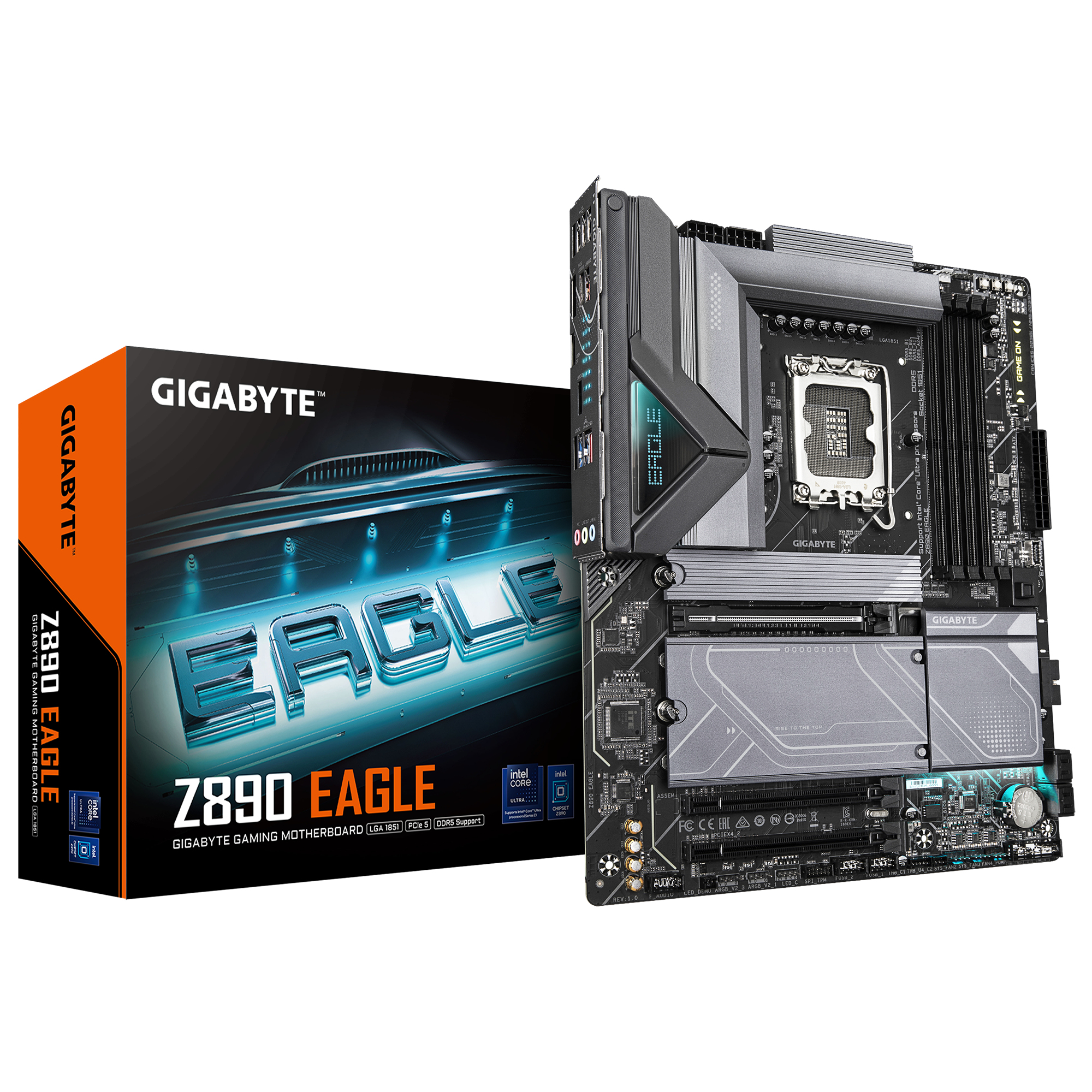 Z890 EAGLE Carte Mère - Prend en charge les processeurs Intel Core Ultra (Série 2), VRM 14+1+2 phases, jusqu'à 8800MHz DDR5 (OC), 1x PCIe 5.0 M.2 + 3x PCIe 4.0 M.2, LAN 2,5GbE, USB4