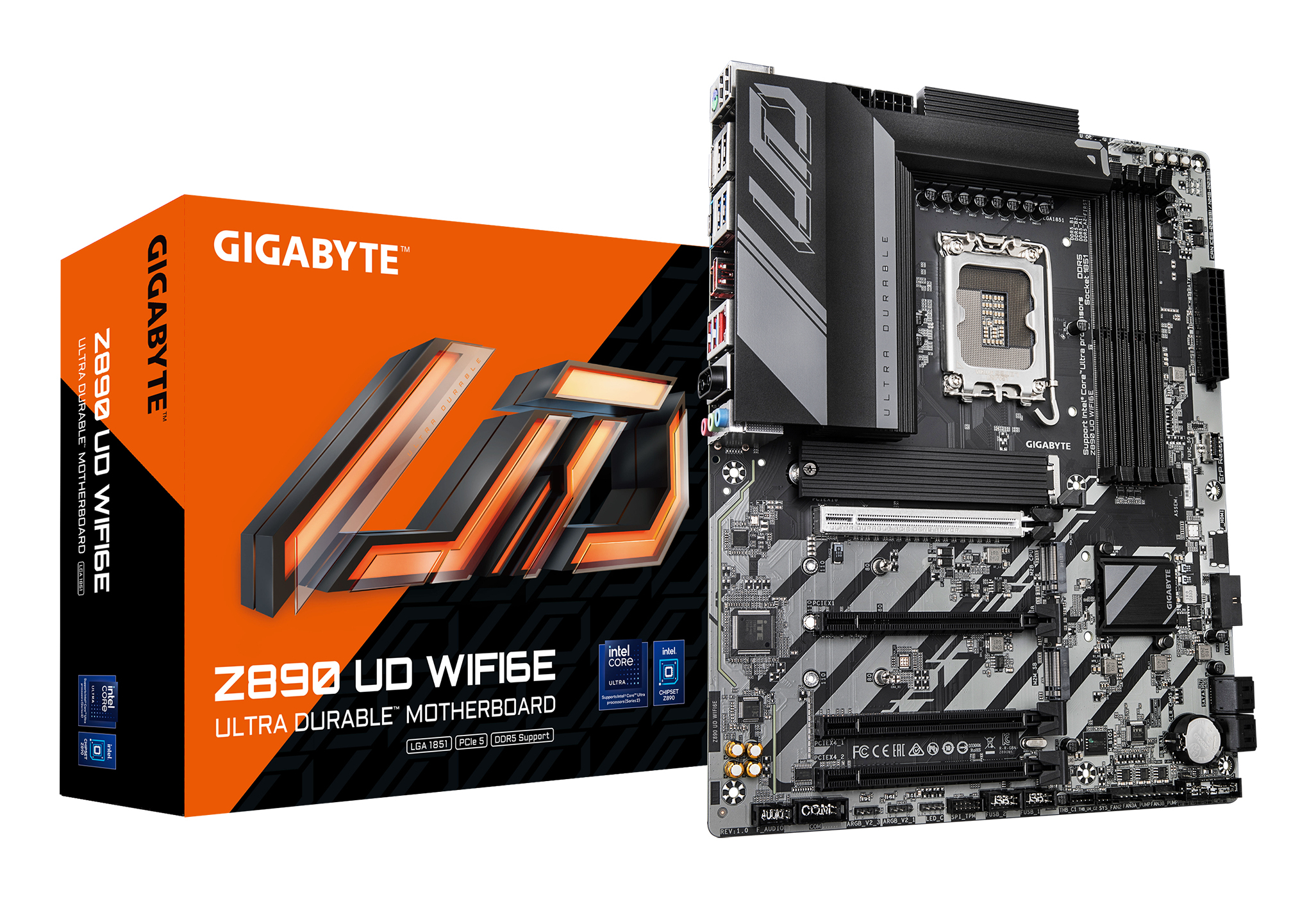 Carte mère Z890 UD WIFI6E - Prend en charge les processeurs Intel Core Ultra (Série 2), VRM à 12+1+2 phases, jusqu'à 8800MHz DDR5 (OC), 1xPCIe 5.0 + 2xPCIe 4.0, Wi-Fi 6E, LAN 2.5GbE, USB 4