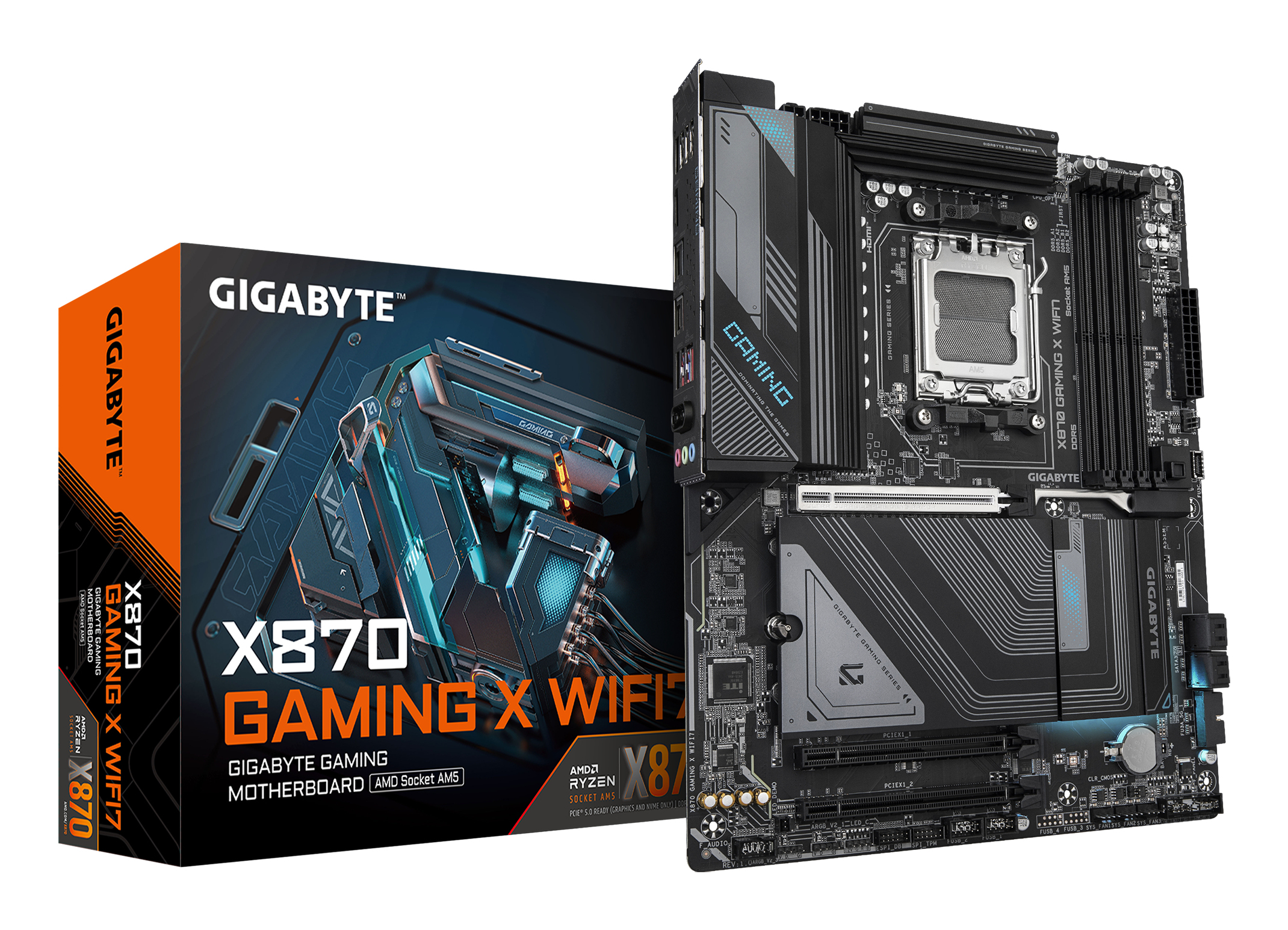 X870 GAMING X WIFI7 Carte Mère - Prend en charge les processeurs AMD Ryzen 9000, 16+2+2 phases VRM, jusqu'à 8000MHz DDR5 (OC), 1xPCIe 5.0 + 2xPCIe 4.0, Wi-Fi 7, LAN 2,5GbE, USB 4