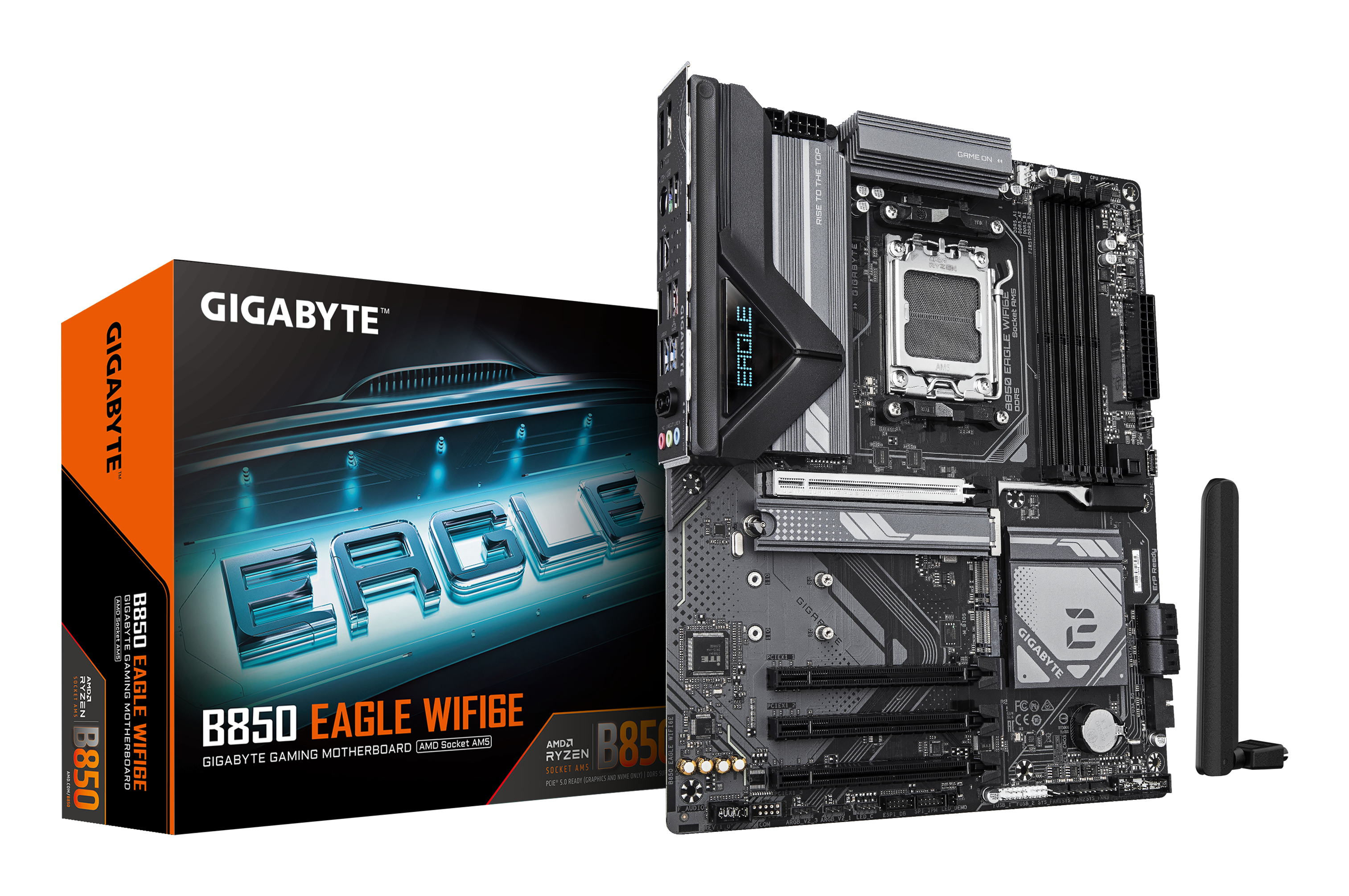 B850 EAGLE WIFI6E Carte Mère - AMD Ryzen 9000 Series CPUs, VRM numérique 8+2+2 phases, jusqu'à 8200MHz DDR5 (OC), 1xPCIe 5.0 + 2xPCIe 4.0 M.2, LAN GbE, WIFI 6E, USB 3.2 Gen 2
