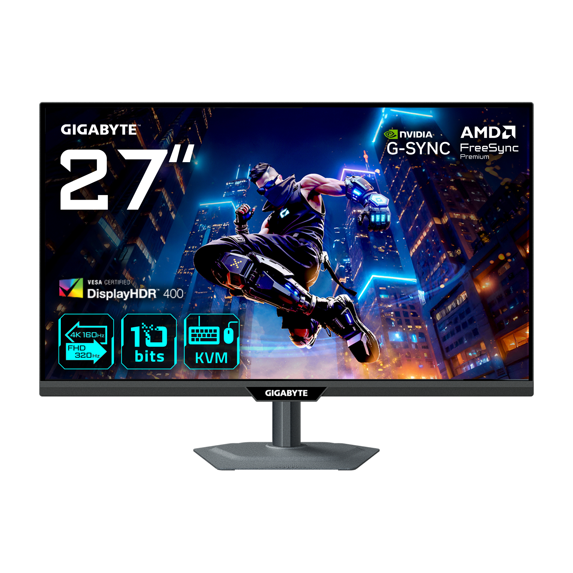 M27UP Moniteur de jeu 27” 4K UHD - Mode double (4K 160Hz ou FHD 320Hz), 3840 x 2160, 1ms, 350 cd/m², FreeSync Premium, DisplayHDR400, HDMI 2.1, DisplayPort 1.4