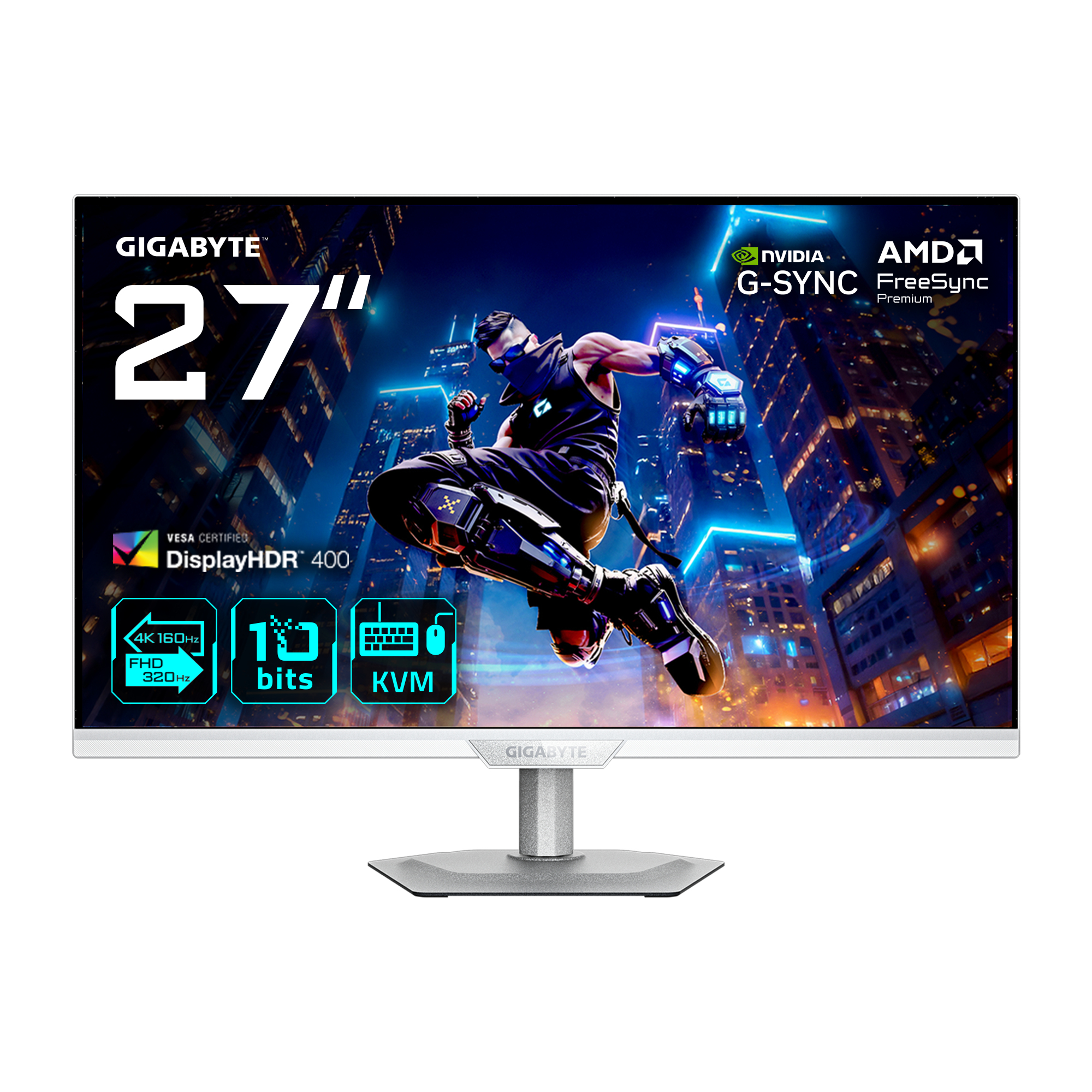 M27UP ICE Moniteur de jeu 27” 4K UHD - Mode double (4K 160Hz ou FHD 320Hz), 3840 x 2160, 1ms, 350 cd/m², FreeSync Premium, DisplayHDR400, HDMI 2.1, DisplayPort 1.4