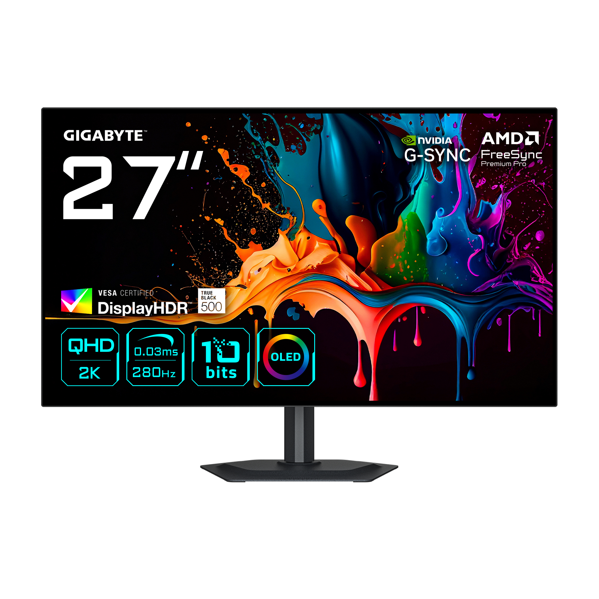 MO27Q28G Moniteur Gaming OLED 27" QHD - 2560 x 1440, 280Hz, 0,03ms, 335 cd/m², Display HDR True Black 500, HDMI 2.1, DisplayPort 1.4