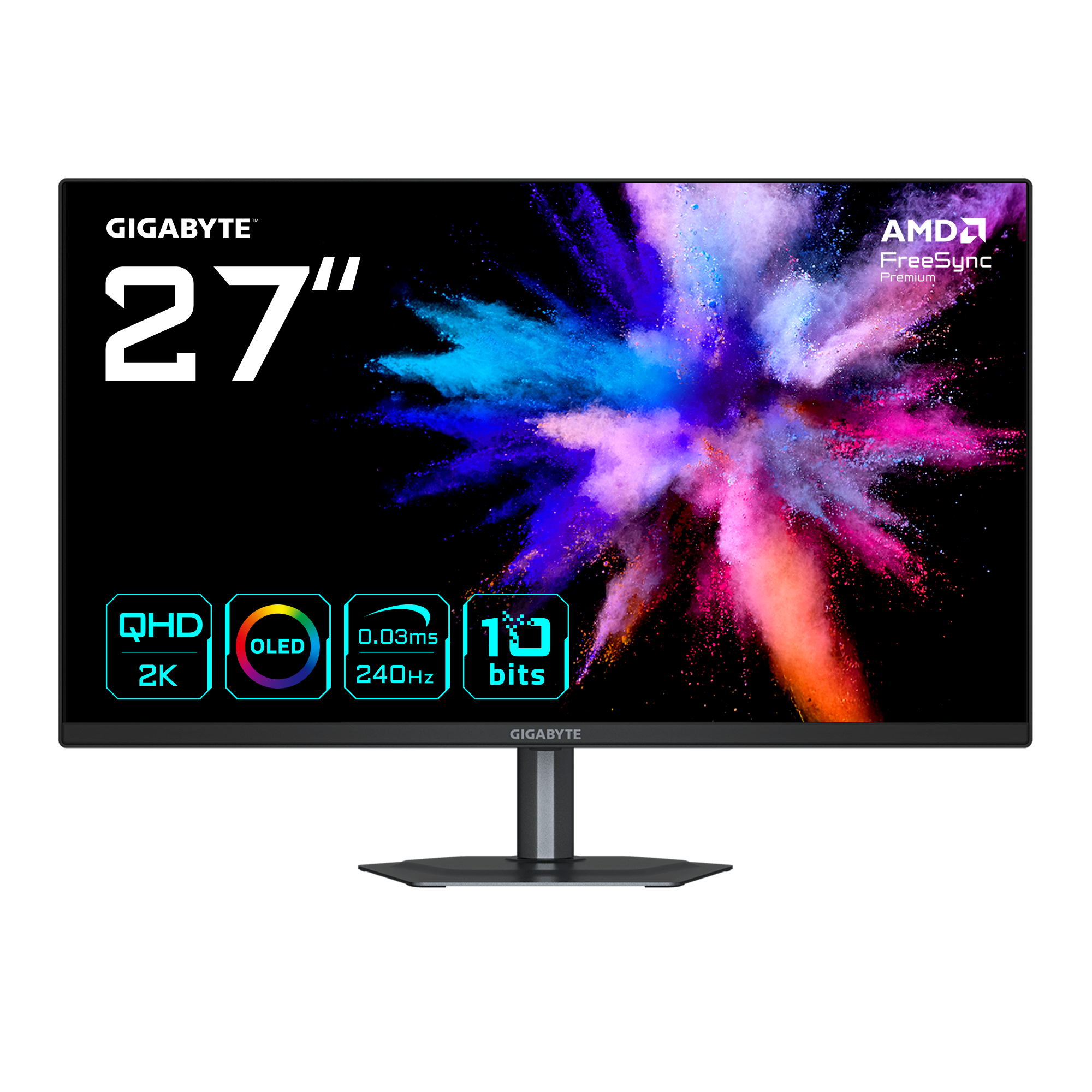GO27Q24 27” Moniteur Gaming OLED 2K QHD - 2560 x 1440, 240Hz, 0.03ms, 400 cd/m², FreeSync Premium, HDMI 2.0, Displayport 1.4