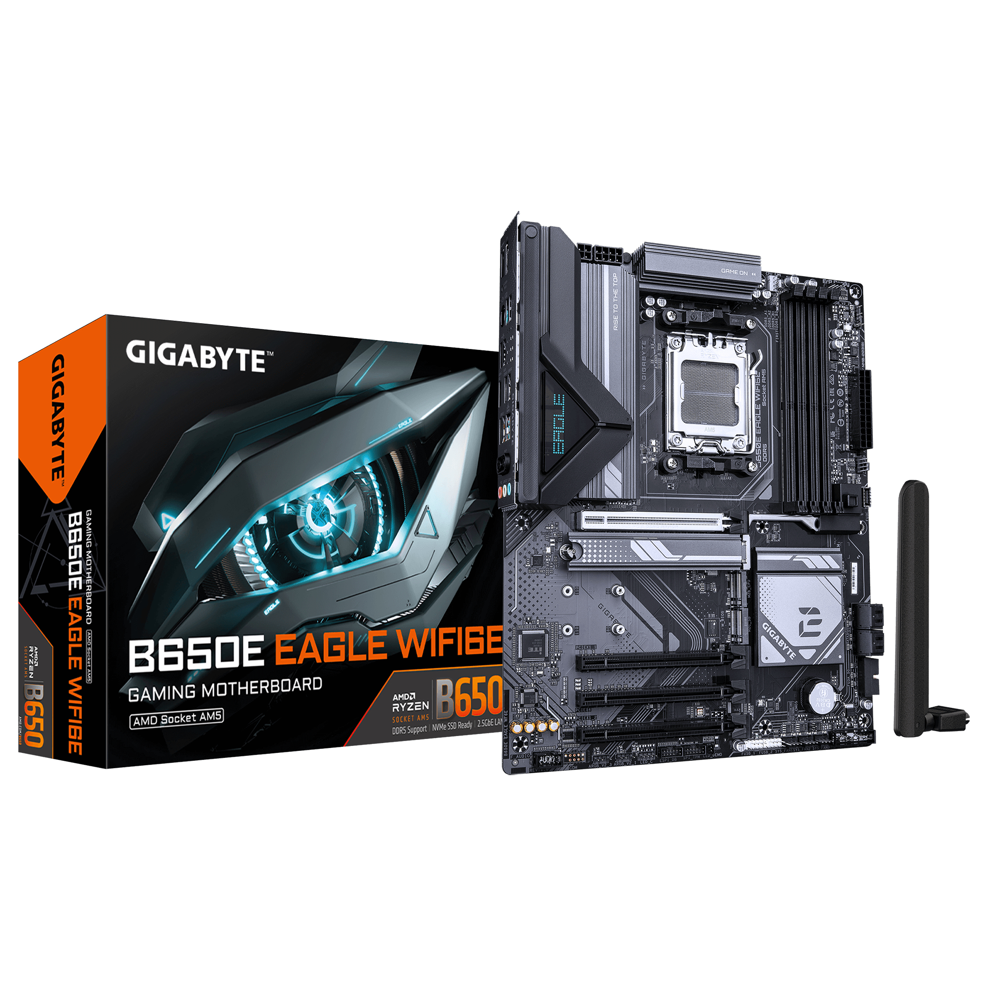 B650E EAGLE WIFI6E Carte Mère - Processeurs AMD Ryzen 9000 Series, VRM 8+2+2 phases, jusqu’à 8200MHz DDR5 (O.C), 1xPCIe 5.0 + 2xPCIe 4.0 M.2, LAN 2.5GbE, WIFI 6E, USB 3.2 Gen 2