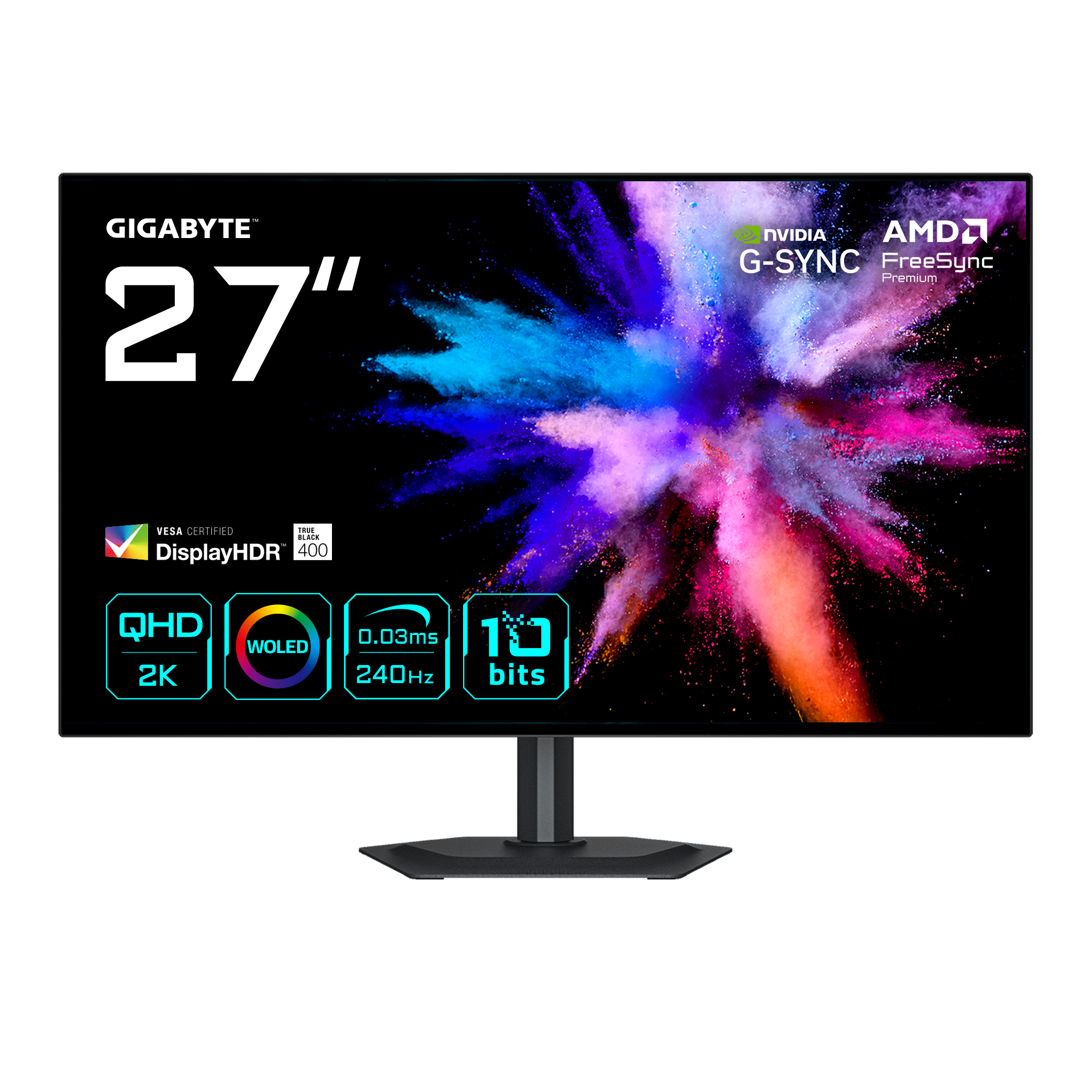 GO27Q24G Moniteur Gaming OLED 27” 2K QHD - 2560 x 1440, 240Hz, 0.03ms, 275 cd/m², FreeSync Premium, G-Sync Compatible, HDMI 2.1, DisplayPort 1.4