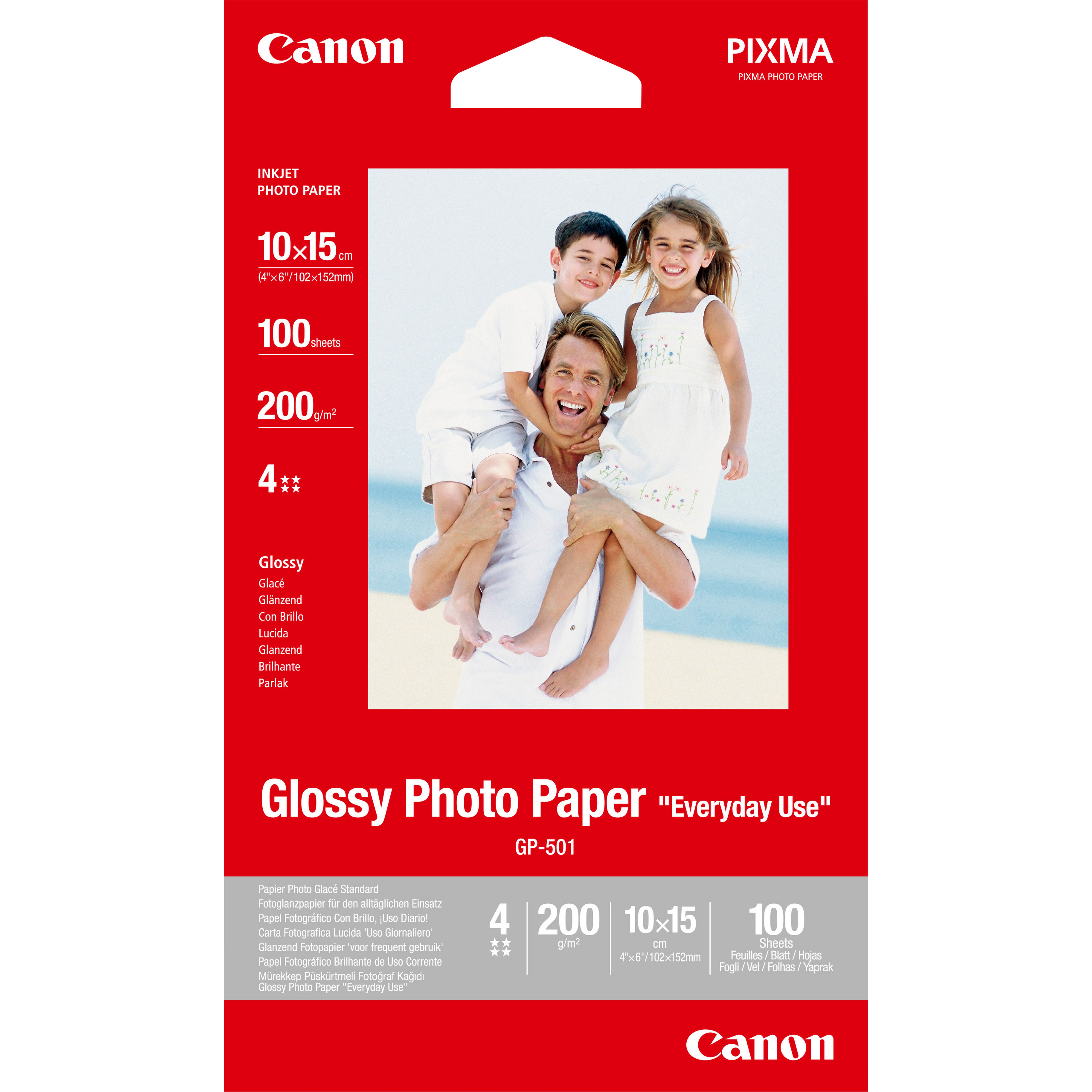 Papier photo brillant 4 × 6 po (10 × 15 cm) GP-501 - 100 feuilles