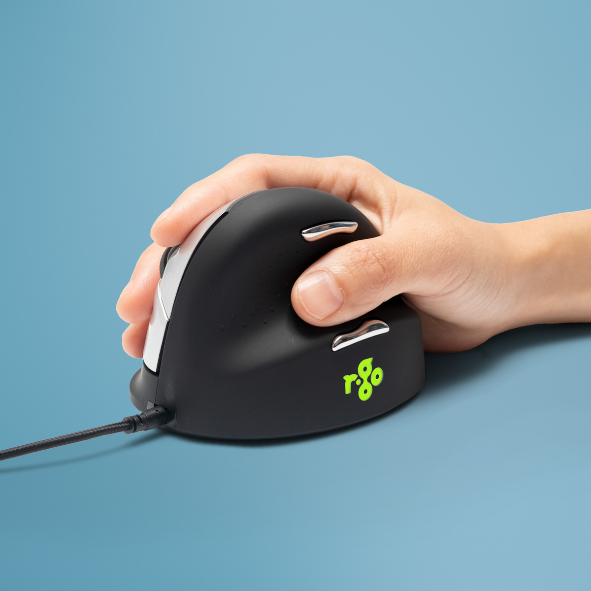 Souris Ergonomique R-Go HE Break avec logiciel de pause, droiter, moyen (longueur de la main 165-185 mm), filaire, noir