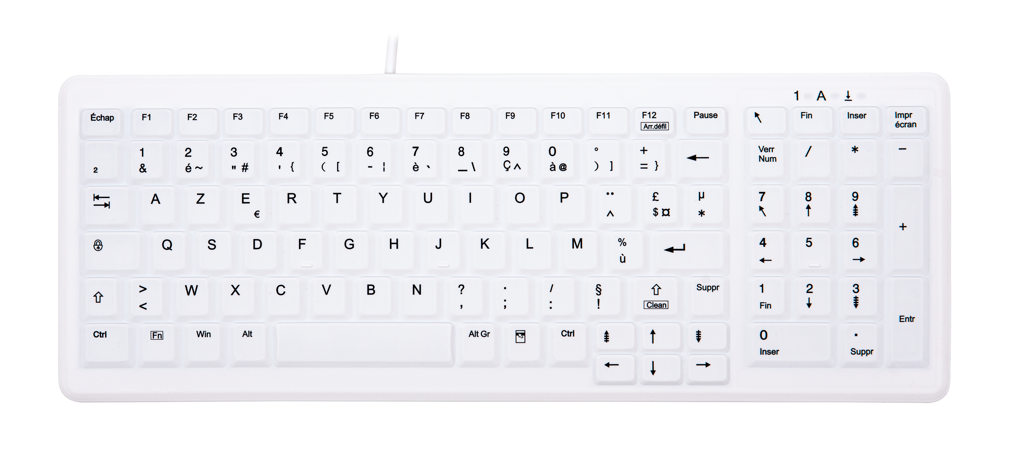 Contour Active Key ClassicClean Clavier Médical IP68 Compact Filaire Blanc C7000