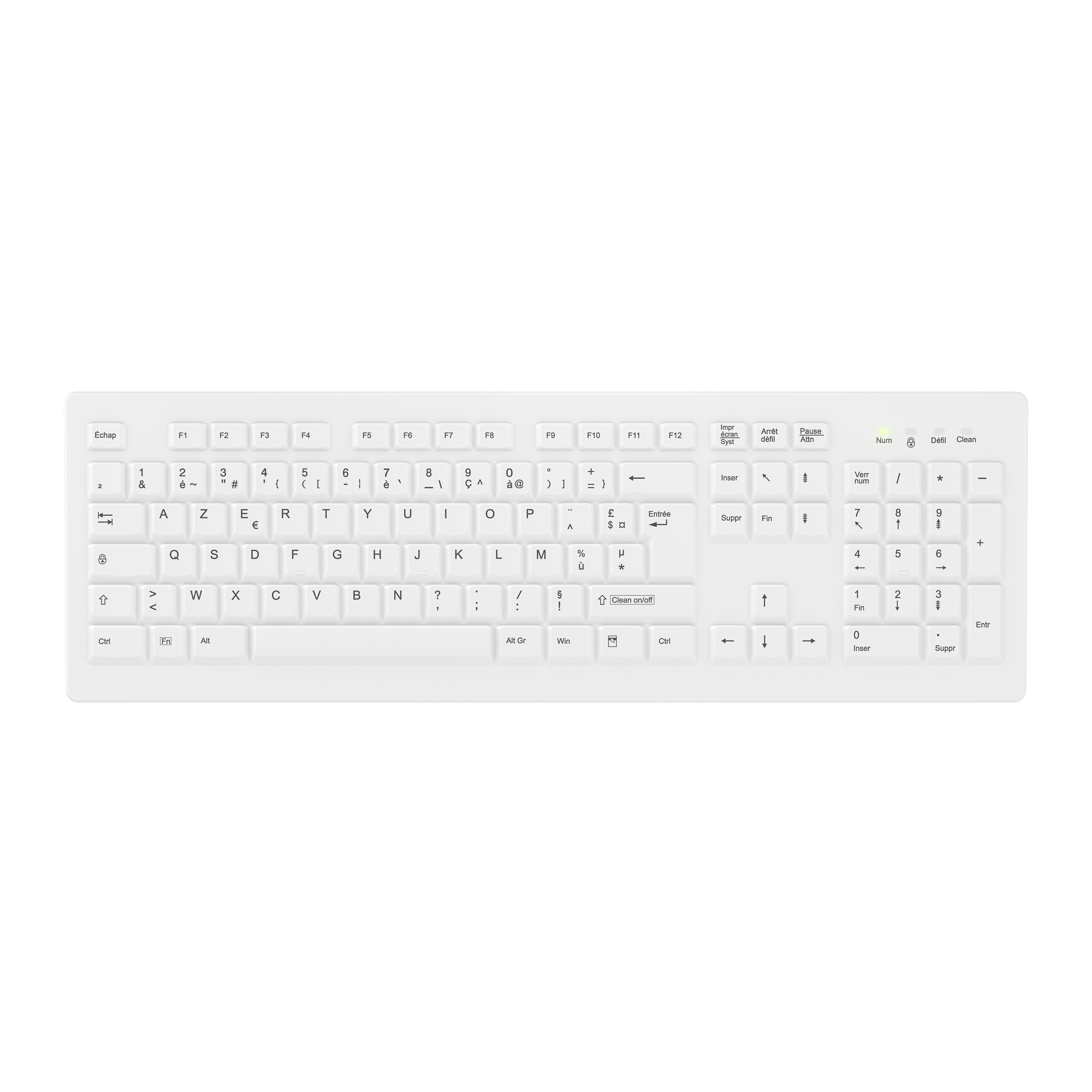 Contour Active Key ClassicClean Clavier Médical Housse Amovible Full-Size Sans Fil Blanc C8100