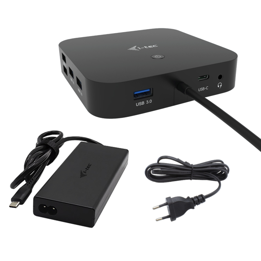 USB-C HDMI Dual DP Docking Station with Power Delivery 100 W + i-tec Universal Charger 100 W