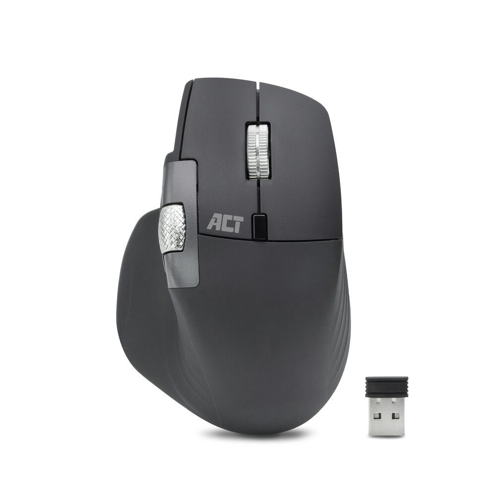 Souris sans fil multi-connexion Bluetooth et récepteur USB, rechargeable, 4800 DPI avec clic silencieux, molette de défilement rapide et molette de défilement au pouce, écologique