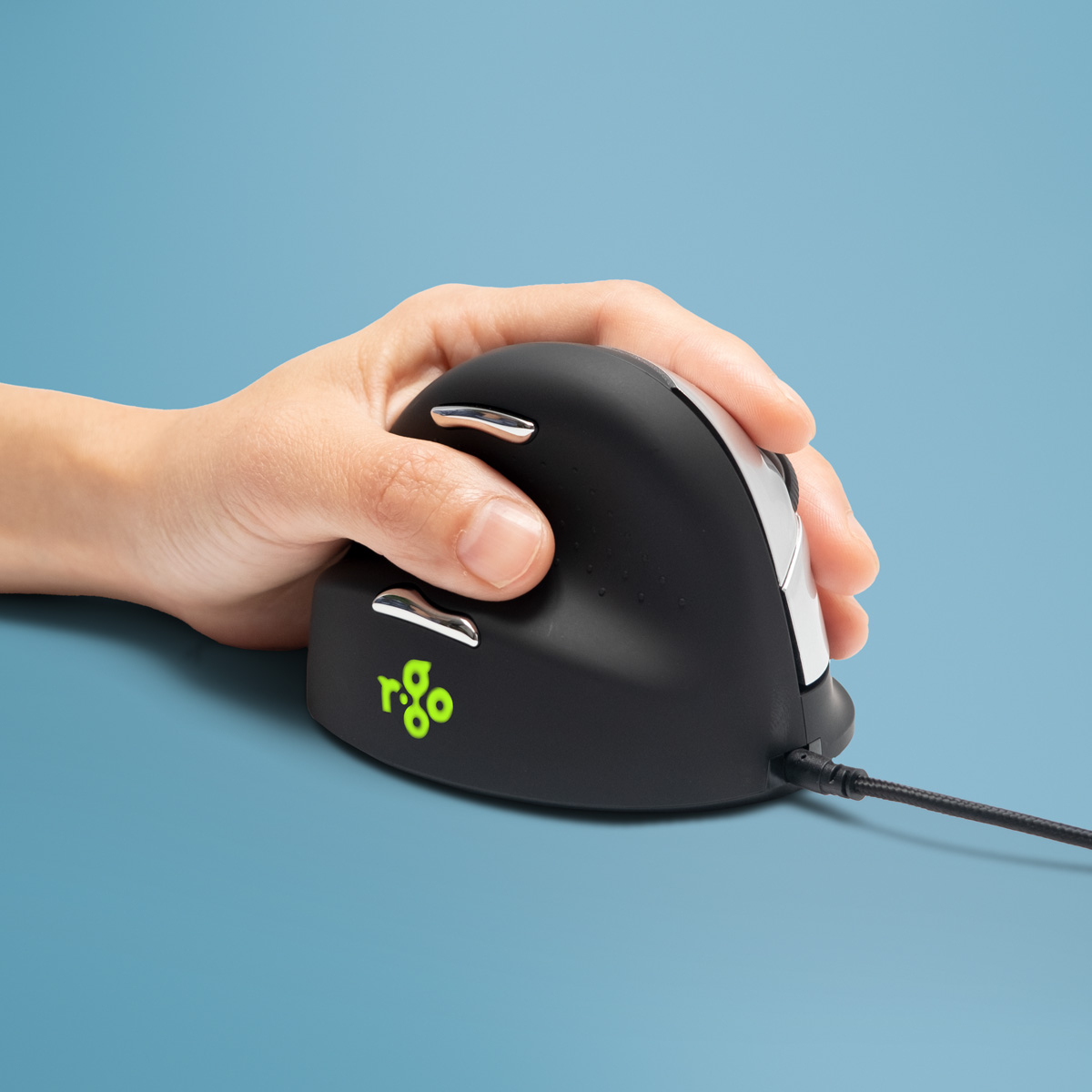 Souris Ergonomique R-Go HE Break avec logiciel de pause, gaucher, moyen (longueur de la main 165-185 mm), filaire, noir
