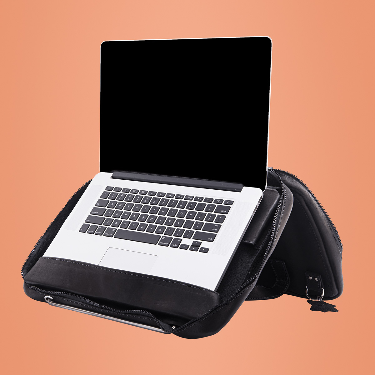 Sacoche pour ordinateur portable R-Go Viva, cuir pleine fleur, avec support intégré pour ordinateur portable, noir