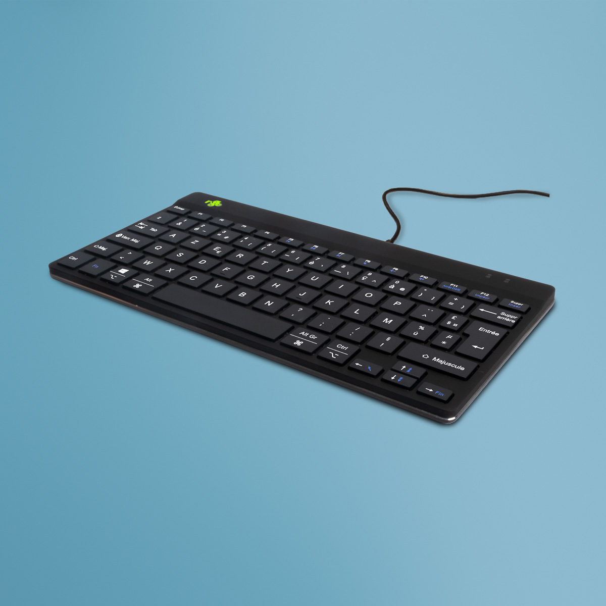 Clavier ergonomique R-Go Compact Break, clavier compact avec logiciel de pause,AZERTY (FR), Filaire, noir