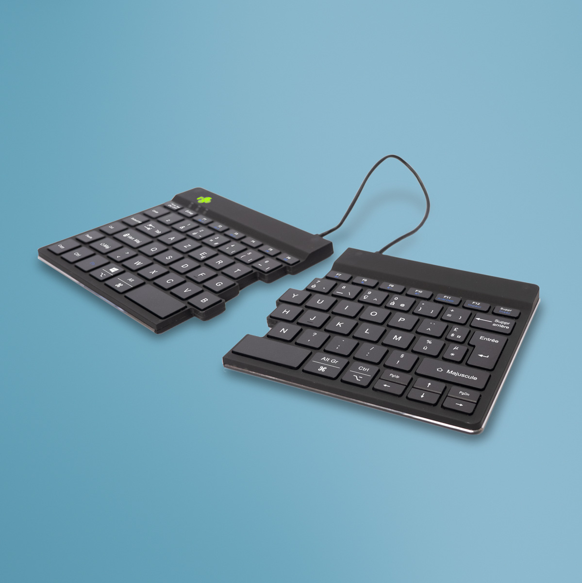 Clavier ergonomique R-Go Split Break avec logiciel de pause, clavier ergonomique divisé, AZERTY (FR), bluetooth, noir