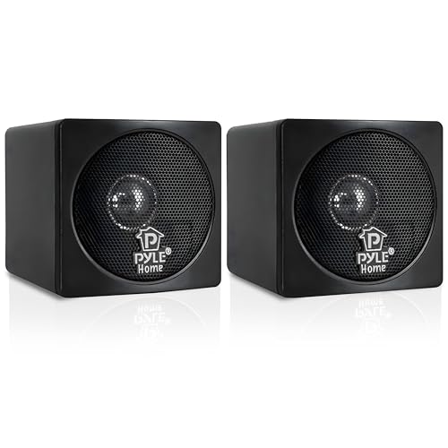 Pyle Home Enceintes de Bibliothèque Mini Cubes 10,2 cm – 100 W Haut-parleurs de Bibliothèque Compacts avec Haut-Parleur à Cône en Papier de 10,2 cm, 8 Ohms- Chaine Hifi