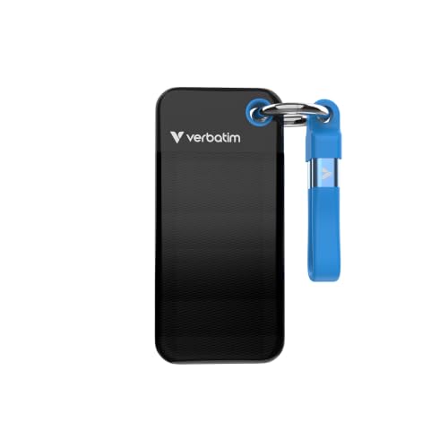 Verbatim Pocket SSD 512 Go, SSD Externe USB 3.2 Gen 2, jusqu'à 1000 Mo s en Lecture et écriture, Disque Dur Portable pour PC, Mac et Console, Noir Bleu
