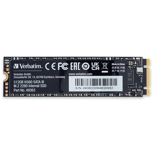VERBATIM Vi560 S3 M.2 SSD - SSD interne 512GB de haute performance - Solid State Drive - interface SATA III M.2 - disque dur interne technologie 3D-NAND - jusqu’à 520MB s - bleu