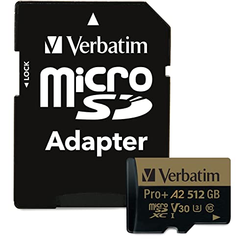 Verbatim Carte mémoire microSDXC Pro Plus 666X 512 Go avec Adaptateur, UHS-I V30 U3 Classe 10 avec Classe A2 (70393)