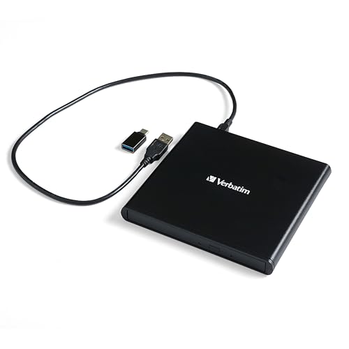 Verbatim Lecteur graveur de CD DVD Externe Slimline USB 2.0 avec Logiciel Nero Burn Archive Inclus, Design Compact, Lecteur graveur Externe de CD et DVD, boîtier Fin, Noir