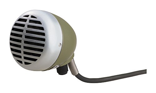 Shure 520Dx Green Bullet Microphone Dynamique pour les Joueurs de Blues Harmonica, Motif de Ramassage Omnidirectionnel, Bouton de Commande de Volume, Câble Fixé avec Un Bouchon de 1 4 de Pouce