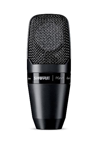 Shure Microphone à Condensateur Cardioïde Pga27 à Large - Diaphragme, Capture Latérale, Suspension Anti - Choc et Mallette de Transport (sans Cable)