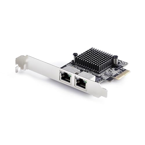 StarTech.COM Carte Réseau PCIe Gigabit 5G, 2 Ports, Carte LAN PCI Express 5G 2,5G 1G 100M 10M, Realtek RTL8126, Windows Linux