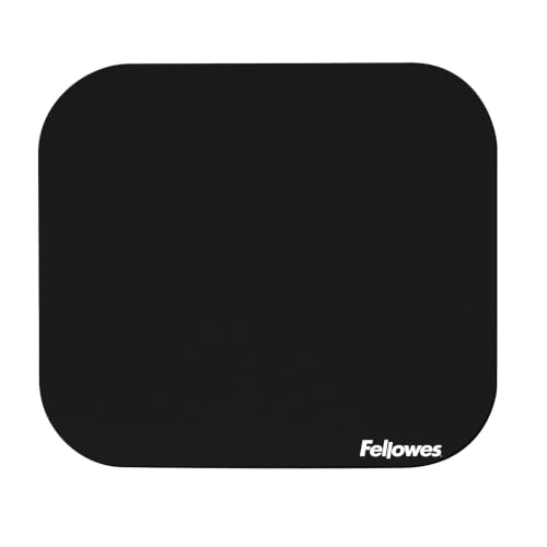 Fellowes Tapis de Souris Noir – Base en Caoutchouc antidérapante, Surface en Polyester Lisse, Confortable, 22,9 x 20,3 cm, Lot de 1