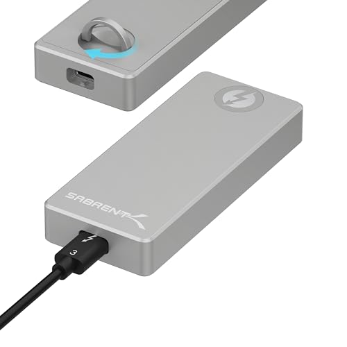 SABRENT Thunderbolt 3 USB-C Boîtier NVMe SSD M.2, Adaptateur Externe USB 3.2 Gen2 20Gbps, Aluminium Boîtier Disque Dur pour PCIe, M Key, 2230 2242 2260 2280, SSD Enclosure Case, sans Outil (EC-T3NS)