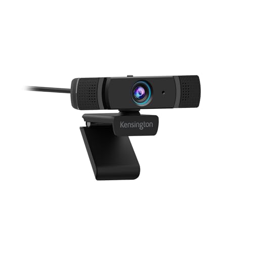 Kensington Webcam W1060 EQ 1080p à Mise au Point Fixe avec Microphones stéréo, Correction Automatique de la lumière, Prise et Lecture USB pour PC et Mac (K81171WW)