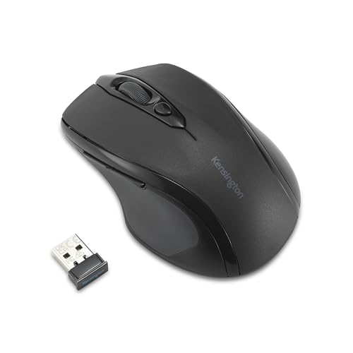 Kensington Souris sans Fil Pleine Taille Pro Fit - Design Ergonomique, Capteur Optique Paramètres DPI réglables pour Ordinateurs Portables, PC, MacBook, Notebook - Noir (K72370EU)