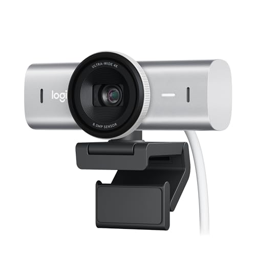 Logitech MX Brio Webcam Ultra HD 4K de collaboration et de streaming, 1080p à 60 fps, double micros réduisant le bruit, mode Show, USB-C, couverture de webcam, fonctionne avec Microsoft Teams, Zoom