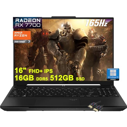 ASUS TUF Gaming A16 Ordinateur portable | 16 FHD 165 Hz 100 sRGB | AMD 8-core Ryzen 7 7735HS | 16 Go DDR5 512 Go SSD | Radeon RX7700S 8 Go graphique ( RTX4060) | USB-C rétroéclairé USB4 Win11Pro